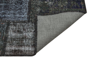 Gray Over Dyed Patchwork Unique Rug 3'11'' x 5'10'' ft 120 x 179 cm