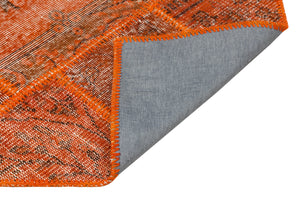 Orange Over Dyed Patchwork Unique Rug 2'8'' x 5'1'' ft 81 x 154 cm
