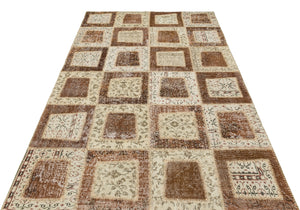 Brown Over Dyed Patchwork Unique Rug 5'3'' x 7'10'' ft 161 x 240 cm