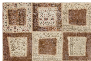 Brown Over Dyed Patchwork Unique Rug 5'3'' x 7'10'' ft 161 x 240 cm