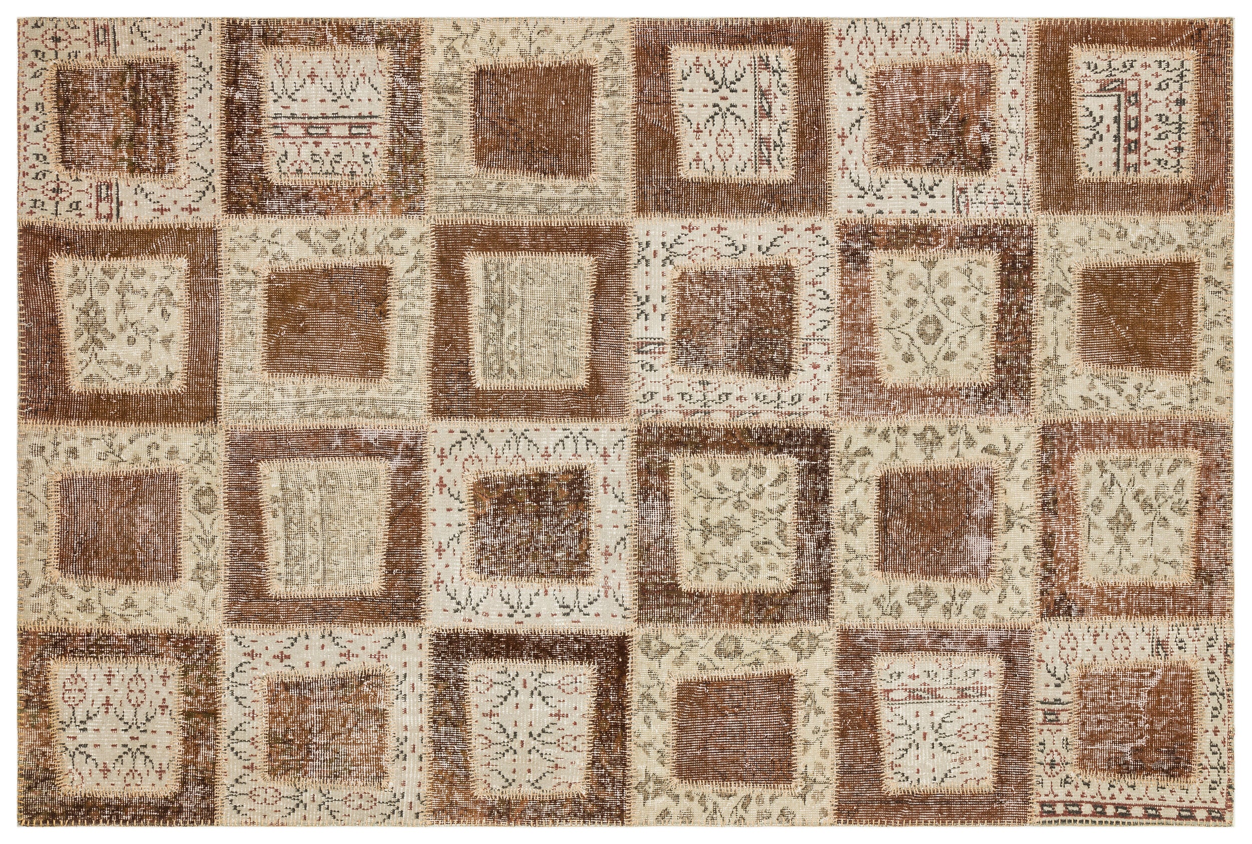 Brown Over Dyed Patchwork Unique Rug 5'3'' x 7'10'' ft 161 x 240 cm