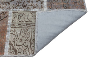 Gray Over Dyed Patchwork Unique Rug 5'4'' x 7'8'' ft 162 x 234 cm