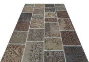Gray Over Dyed Patchwork Unique Rug 5'4'' x 7'8'' ft 162 x 234 cm