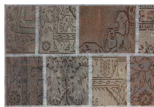 Gray Over Dyed Patchwork Unique Rug 5'4'' x 7'8'' ft 162 x 234 cm
