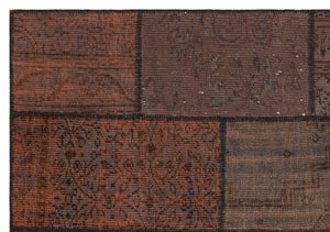 Brown Over Dyed Patchwork Unique Rug 5'3'' x 7'7'' ft 161 x 231 cm