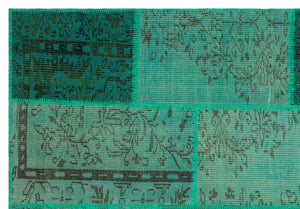 Green Over Dyed Patchwork Unique Rug 5'3'' x 7'7'' ft 161 x 232 cm