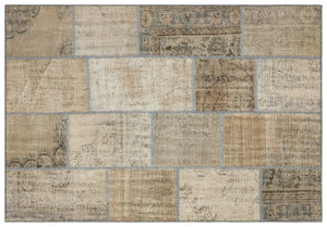 Beige Over Dyed Patchwork Unique Rug 5'3'' x 7'7'' ft 161 x 232 cm