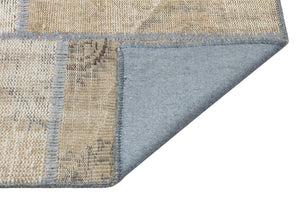 Beige Over Dyed Patchwork Unique Rug 5'3'' x 7'7'' ft 161 x 232 cm