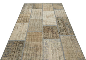 Beige Over Dyed Patchwork Unique Rug 5'3'' x 7'7'' ft 161 x 232 cm