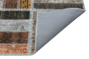 Brown Over Dyed Patchwork Unique Rug 5'3'' x 8'0'' ft 161 x 244 cm