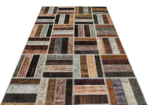 Brown Over Dyed Patchwork Unique Rug 5'3'' x 8'0'' ft 161 x 244 cm
