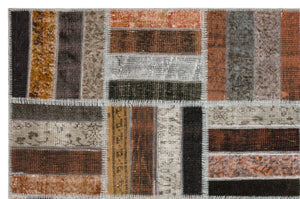 Brown Over Dyed Patchwork Unique Rug 5'3'' x 8'0'' ft 161 x 244 cm