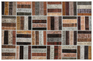 Brown Over Dyed Patchwork Unique Rug 5'3'' x 8'0'' ft 161 x 244 cm