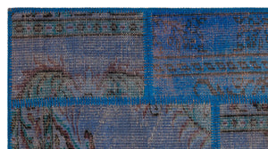 Blue Over Dyed Patchwork Unique Rug 2'8'' x 4'11'' ft 82 x 151 cm