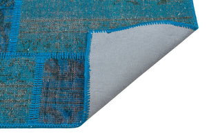 Blue Over Dyed Patchwork Unique Rug 2'8'' x 4'12'' ft 82 x 152 cm