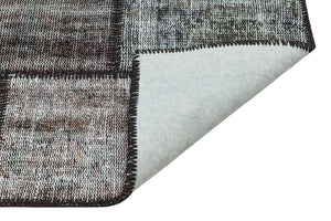 Gray Over Dyed Patchwork Unique Rug 3'11'' x 5'10'' ft 120 x 179 cm