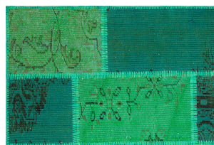 Green Over Dyed Patchwork Unique Rug 3'12'' x 5'11'' ft 121 x 181 cm