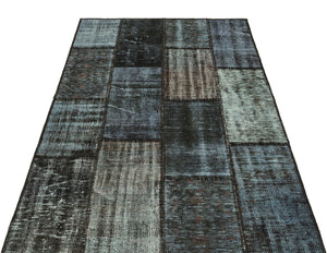 Gray Over Dyed Patchwork Unique Rug 4'0'' x 5'10'' ft 122 x 179 cm