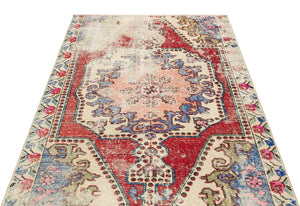 Natural Anatolium Turkish Vintage Rug 4'5'' x 5'7'' ft 134 x 170 cm