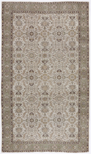 Beige Over Dyed Vintage Rug 5'9'' x 9'9'' ft 175 x 297 cm