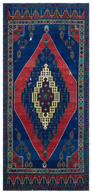 Natural Anatolium Turkish Vintage Rug 4'6'' x 9'11'' ft 138 x 302 cm