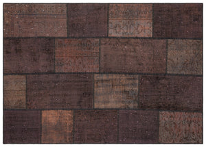 Brown Over Dyed Patchwork Unique Rug 5'3'' x 7'7'' ft 161 x 230 cm