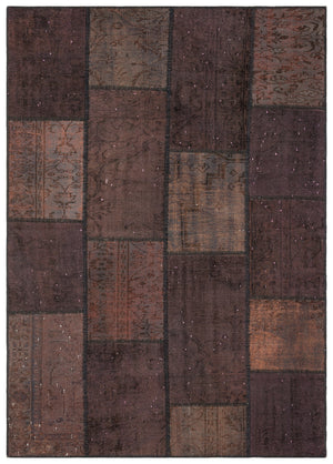 Brown Over Dyed Patchwork Unique Rug 5'3'' x 7'7'' ft 161 x 230 cm
