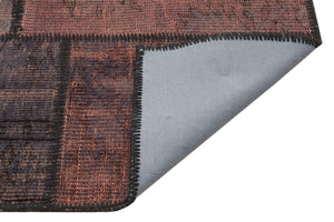 Brown Over Dyed Patchwork Unique Rug 5'4'' x 7'8'' ft 162 x 233 cm