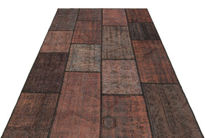 Brown Over Dyed Patchwork Unique Rug 5'4'' x 7'8'' ft 162 x 233 cm
