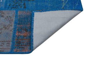 Blue Over Dyed Patchwork Unique Rug 5'4'' x 7'7'' ft 163 x 232 cm