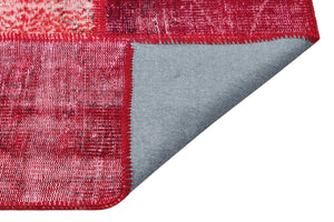 Red Over Dyed Patchwork Unique Rug 5'3'' x 7'5'' ft 159 x 227 cm