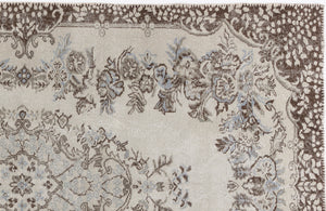 Beige Over Dyed Vintage Rug 5'8'' x 9'4'' ft 172 x 284 cm