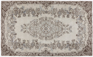 Beige Over Dyed Vintage Rug 5'8'' x 9'4'' ft 172 x 284 cm