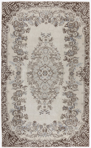 Beige Over Dyed Vintage Rug 5'8'' x 9'4'' ft 172 x 284 cm