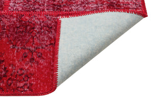 Red Over Dyed Patchwork Unique Rug 5'3'' x 7'7'' ft 161 x 230 cm