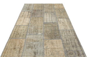 Beige Over Dyed Patchwork Unique Rug 5'4'' x 7'7'' ft 162 x 232 cm