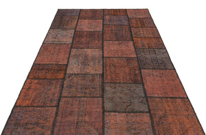 Brown Over Dyed Patchwork Unique Rug 5'3'' x 7'7'' ft 161 x 232 cm