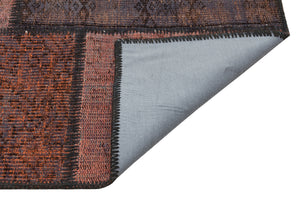 Brown Over Dyed Patchwork Unique Rug 5'4'' x 7'8'' ft 162 x 233 cm