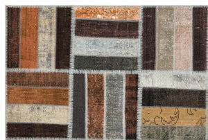 Brown Over Dyed Patchwork Unique Rug 5'3'' x 7'12'' ft 161 x 243 cm
