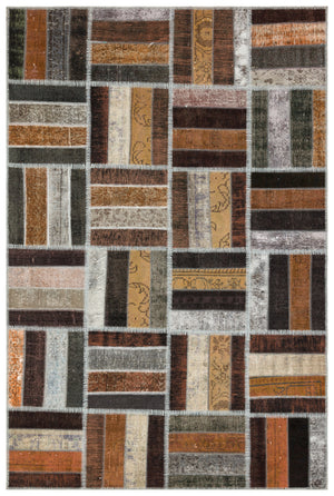 Brown Over Dyed Patchwork Unique Rug 5'3'' x 7'12'' ft 161 x 243 cm