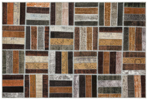 Brown Over Dyed Patchwork Unique Rug 5'3'' x 7'12'' ft 161 x 243 cm