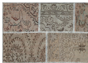 Gray Over Dyed Patchwork Unique Rug 5'4'' x 7'6'' ft 162 x 228 cm