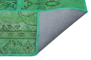 Green Over Dyed Patchwork Unique Rug 5'3'' x 7'8'' ft 161 x 233 cm
