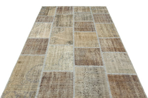 Beige Over Dyed Patchwork Unique Rug 5'3'' x 7'7'' ft 160 x 232 cm