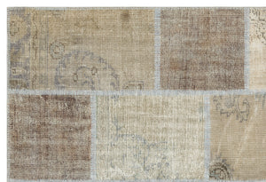 Beige Over Dyed Patchwork Unique Rug 5'3'' x 7'7'' ft 160 x 232 cm