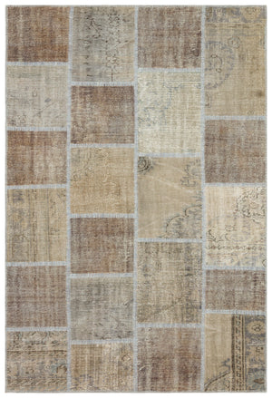 Beige Over Dyed Patchwork Unique Rug 5'3'' x 7'7'' ft 160 x 232 cm