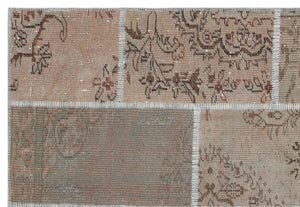 Brown Over Dyed Patchwork Unique Rug 5'3'' x 7'7'' ft 161 x 232 cm
