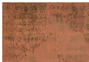 Brown Over Dyed Patchwork Unique Rug 5'4'' x 7'8'' ft 162 x 233 cm