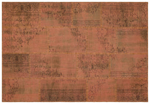 Brown Over Dyed Patchwork Unique Rug 5'4'' x 7'8'' ft 162 x 233 cm