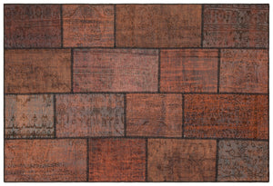 Brown Over Dyed Patchwork Unique Rug 5'3'' x 7'7'' ft 159 x 232 cm